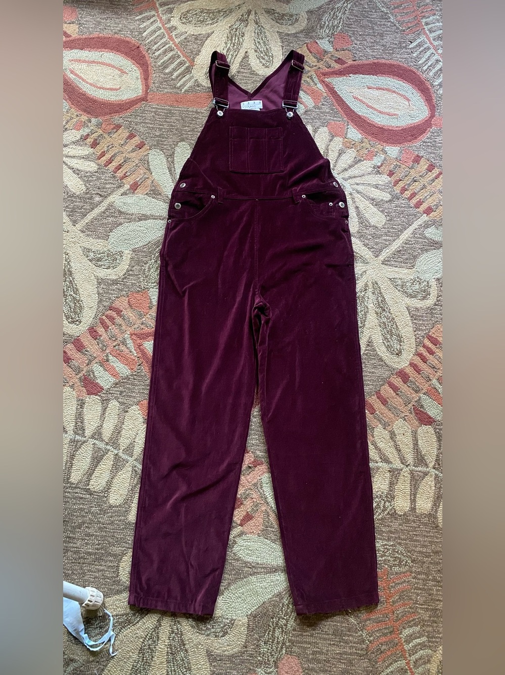 Women's Burgundy Cotton Velvet Overalls